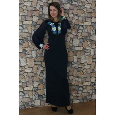 Embroidered dress "Cornflower Dreams 6" navy